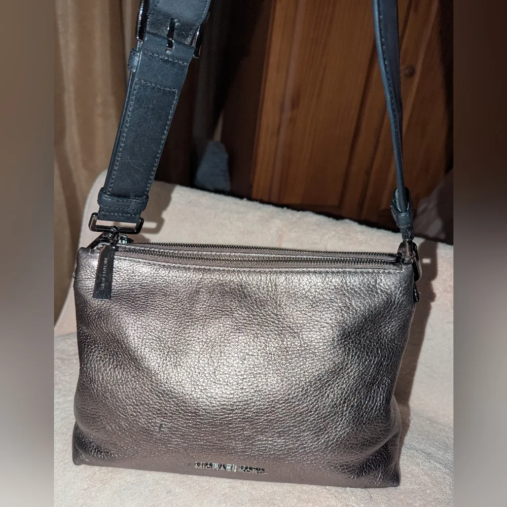 Michael Kors Metallic Shoulder Bag with Black Strap